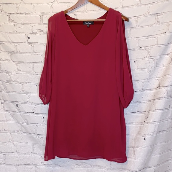 Lulus Dresses & Skirts - Lulu's Maroon Plum V-Neck Long Sleeve Dress Size Large Excellent Condition